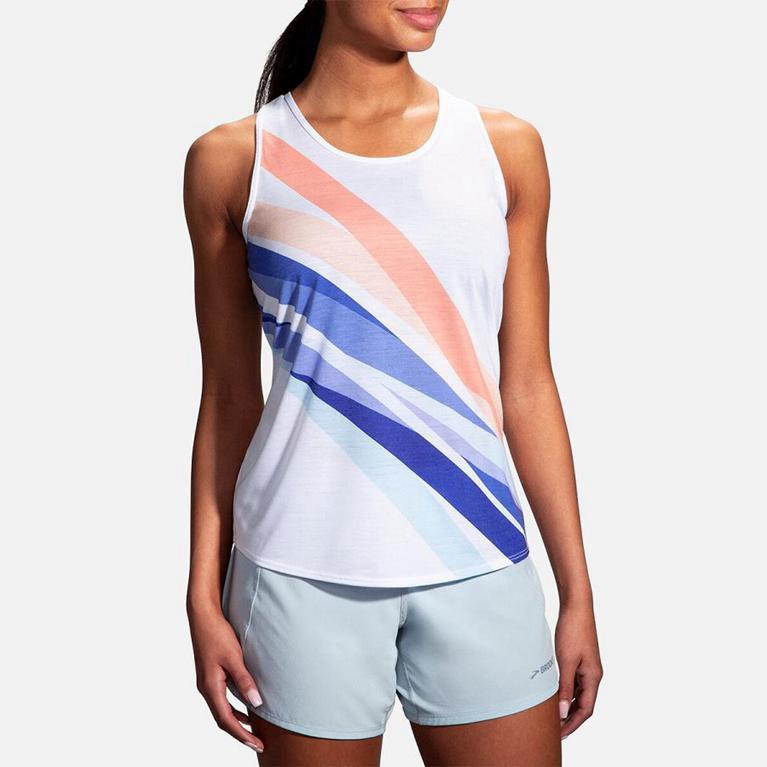 Brooks Distance Womens Running Tank Top - White - Indonesia (QODL-03821)